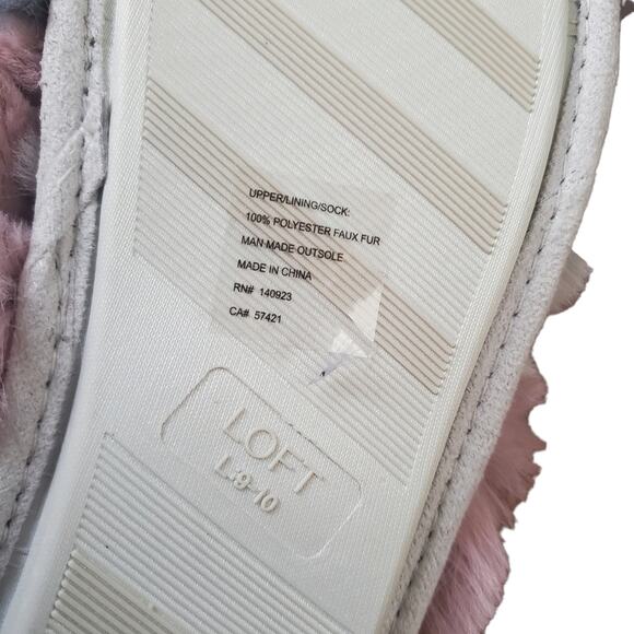 Loft Criss Cross Faux Fur Fuzzy Slippers New With Tags NWT Women's Large 9-10 - Picture 9 of 9